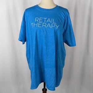 Retail Therapy Blue Crew Neck Short Sleeve T-Shirt 100% Cotton Unisex Size XL